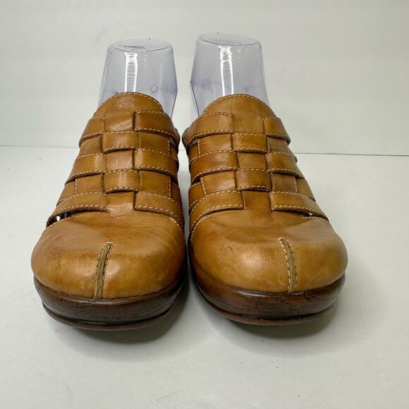 Dr Scholls Womens size 7.5 Brenna Leather Clog Mule Slip On Tan Air-Pillo - Picture 2 of 12